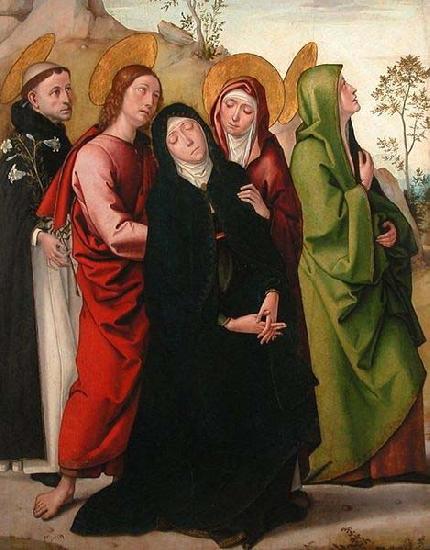  The Virgin, Saint John the Evangelist, two female saints and Saint Dominic de Guzman.